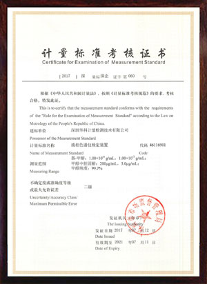 液相色譜儀檢定裝置標(biāo)準(zhǔn)考核證書(shū) 液相色譜儀檢定裝置標(biāo)準(zhǔn)考核證書(shū)